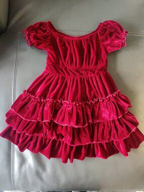 Trish Scilly red velvet tiered dress size 5